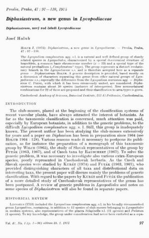 Diphasiastrum, a New Genus in Lycopodiaceae