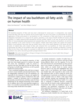 The Impact of Sea Buckthorn Oil Fatty Acids on Human Health Marta Solà Marsiñach1* and Aleix Pellejero Cuenca2