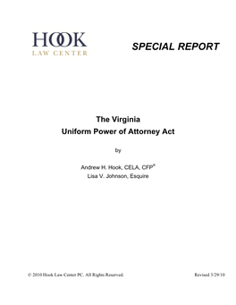 SPECIAL REPORT the Virginia Uniform Power of Attorney