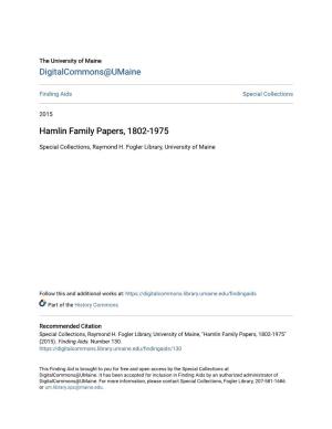 Hamlin Family Papers, 1802-1975