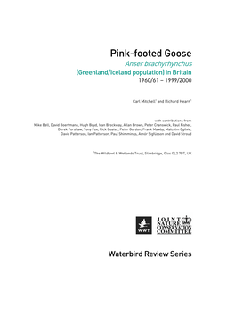 Pink-Footed Goose Anser Brachyrhynchus (Greenland/Iceland Population) in Britain 1960/61 – 1999/2000