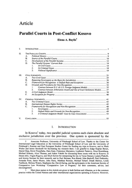 Parallel Courts in Post-Conflict Kosovo T Elena A