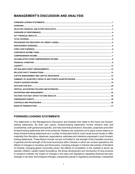 Management's Discussion and Analysis