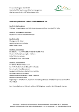 Neue Mitglieder Des Verein Dachmarke Rhön E.V
