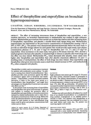 Effect of Theophylline and Enprofylline on Bronchial Hyperresponsiveness