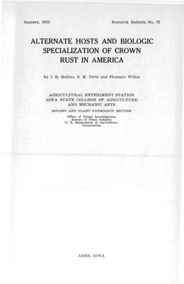 Alternate Hosts and Biologic Specialization of Crown Rust in America