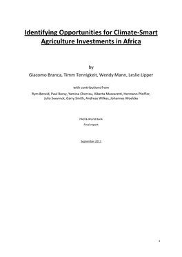 Identifying Opportunities for Climate-Smart Agriculture Investments in Africa