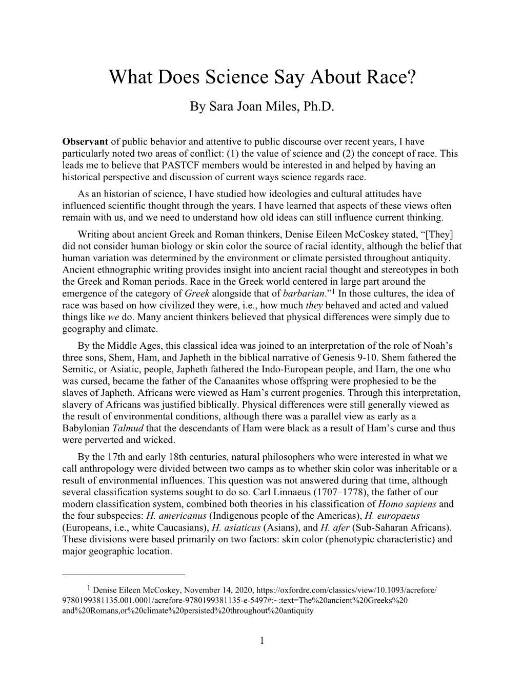 What Does Science Say About Race? by Sara Joan Miles, Ph.D