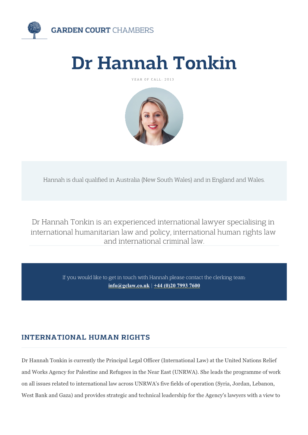Dr Hannah Tonkin