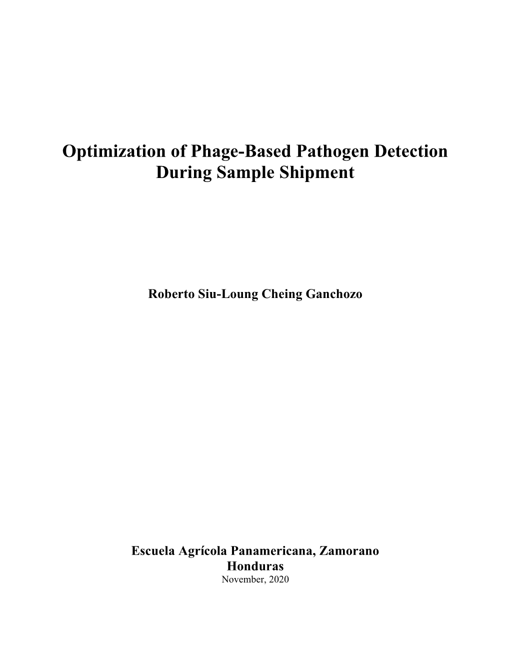 Optimization of Phage-Based Pathogen Detection During Sample Shipment