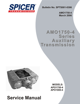 Service Manual TABLE of CONTENTS MODELS: AMO/APO1000-4 & 1750-4
