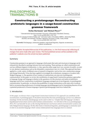 Constructing a Protolanguage: Reconstructing Prehistoric