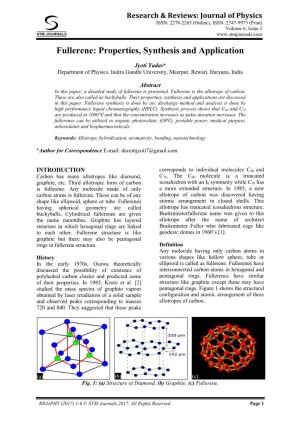 Fullerene: Properties, Synthesis and Application