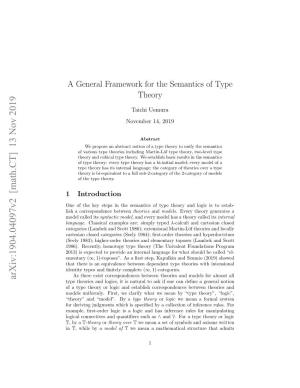 A General Framework for the Semantics of Type Theory
