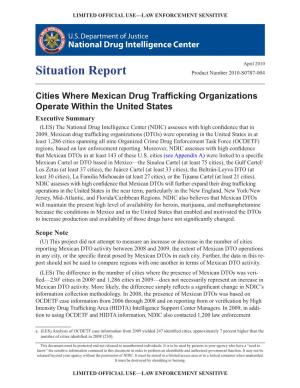 Cities Where Mexican Drug Trafficking Organizations Operate Within The