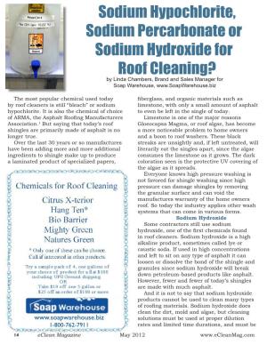 Sodium Hypochlorite, Sodium Percarbonate Or Sodium Hydroxide for Roof Cleaning? by Linda Chambers, Brand and Sales Manager for Soap Warehouse