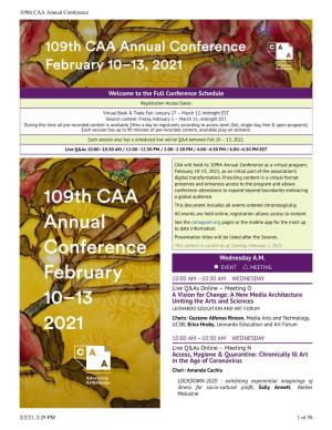 109Th CAA Annual Conference Program