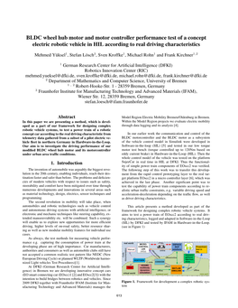 BLDC Wheel Hub Motor and Motor Controller Performance Test of a Concept Electric Robotic Vehicle in HIL According to Real Driving Characteristics