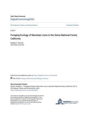 Foraging Ecology of Mountain Lions in the Sierra National Forest, California