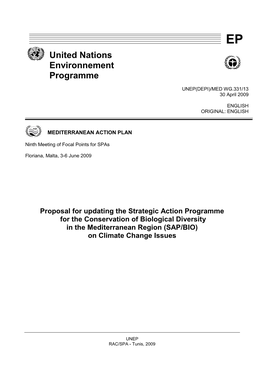 Proposal for Updating the Strategic Action Programme for the Conservation of Biological Diversity in the Mediterranean Region (SAP/BIO) on Climate Change Issues