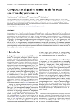 Computational Quality Control Tools for Mass Spectrometry Proteomics 1/12