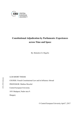 Constitutional Adjudication by Parliaments: Experiences Across Time and Space