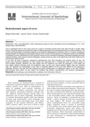 International Journal of Speleology 37 (1) 11-26 Bologna (Italy) January 2008