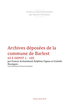 Archives Déposées De La Commune De Barlest