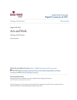 Acts and Work Theology of Work Project