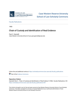 Chain of Custody and Identification of Real Evidence