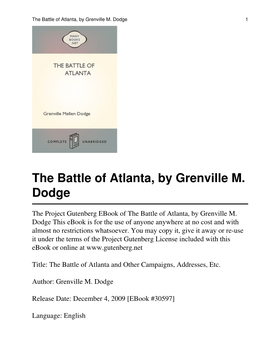 The Battle of Atlanta, by Grenville M