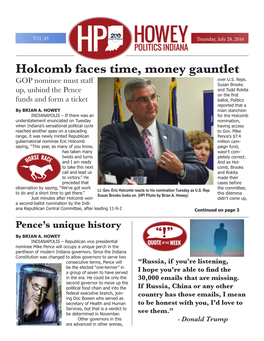 Holcomb Faces Time, Money Gauntlet Over U.S