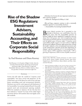 Rise of the Shadow ESG Regulators: Investment Advisers, Sustainability