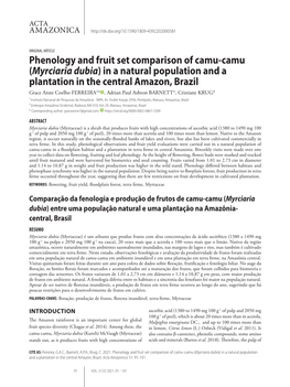Phenology and Fruit Set Comparison of Camu-Camu (Myrciaria Dubia) in a Natural Population and a Plantation in the Central Amazon