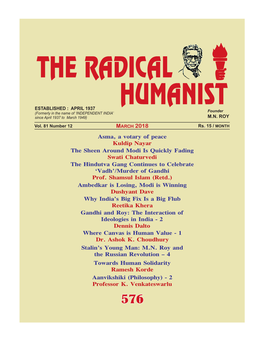 The Radical Humanist To: Russian Revolution – 4 Satish Chandra Varma, Treasurer IRI, A-1/103, Satyam Apartments, Vasundhra Enclave, Delhi- 110096