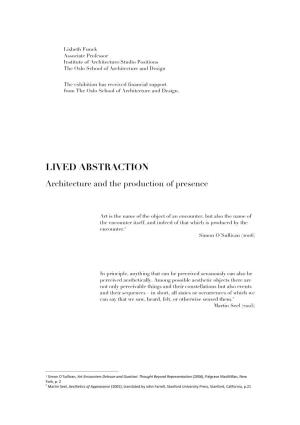 LIVED ABSTRACTION Architecture and the Production of Presence