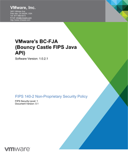 Vmware's BC-FJA (Bouncy Castle FIPS Java API) Software Version: 1.0.2.1