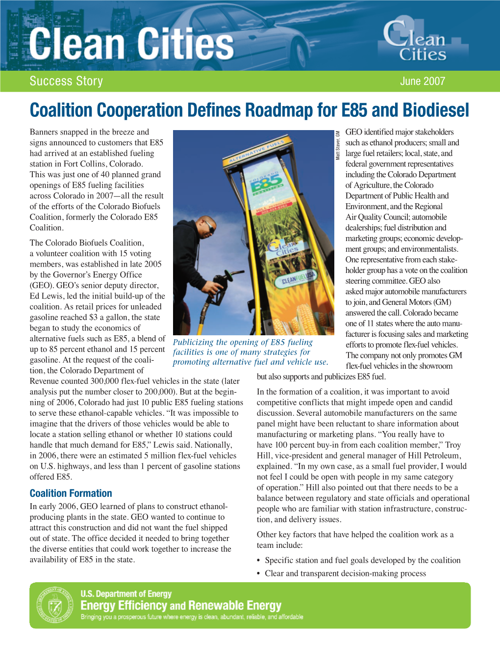 Coalition Cooperation Defines Roadmap for E85 and Biodiesel