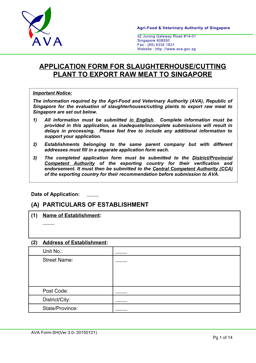 Appication for Approval to Export