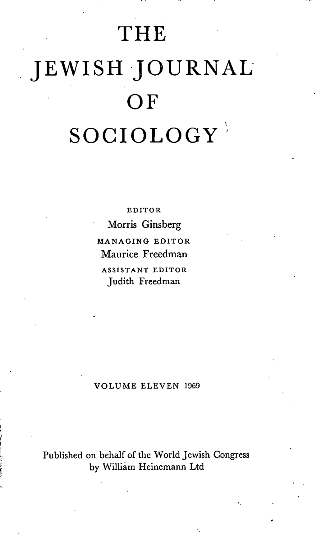 The Jewish Journal of Sociology