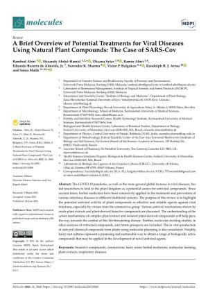 A Brief Overview of Potential Treatments for Viral Diseases Using Natural Plant Compounds: the Case of SARS-Cov