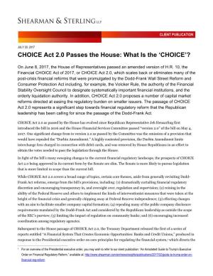 CHOICE Act 2.0 Passes the House: What Is the ‘CHOICE’?