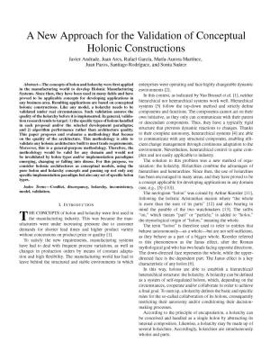 A New Approach for the Validation of Conceptual Holonic Constructions