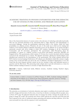 Academic Training in Spanish Universities for the Didactic Use of Cinema in Pre-School and Primary Education