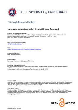 Language Education Policy in Multilingual Scotland