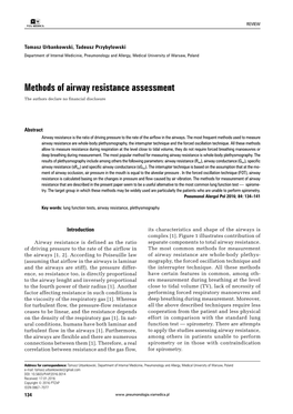 Methods of Airway Resistance Assessment