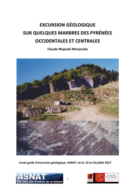Les Marbres Des Pyrénées. Mise En Ligne Du Livret-Guide De L'excursion