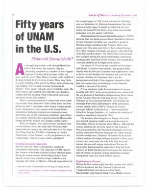 Fifty Years of UNAM in the U.S
