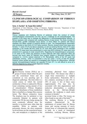 Clinicopathological Comparison of Fibrous Dysplasia and Ossifying Fibroma
