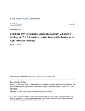 A Failure of Intelligence: the Echelon Interception System & the Fundamental Right to Privacy in Europe